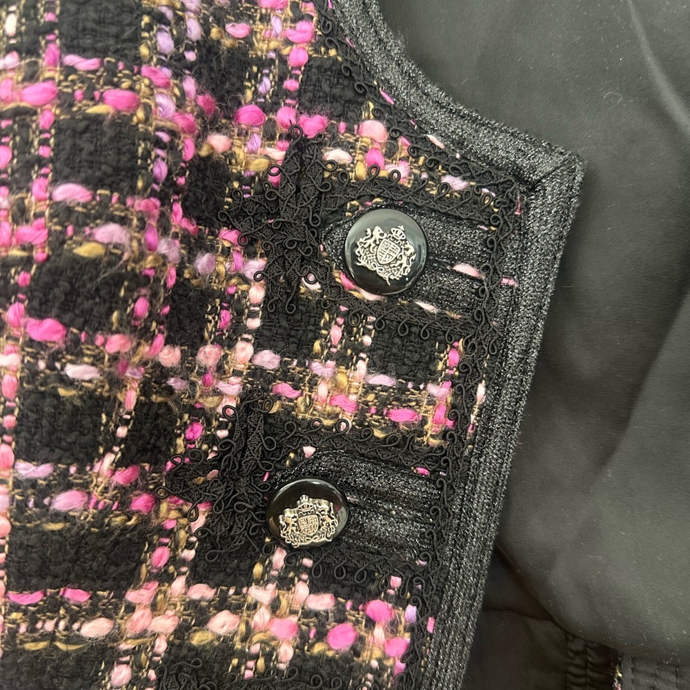 Forever 21 Black and Pink Tweed Open-Front Blazer - Picture 3 of 7